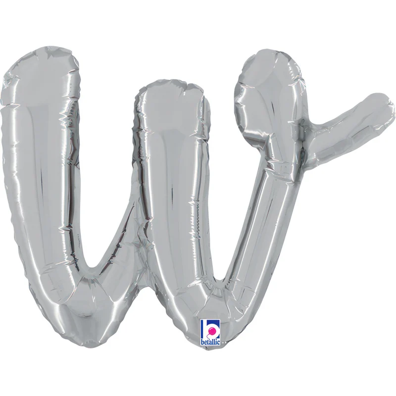 14"/Ø36cm Folienballon Buchstabe Skript Silber | W