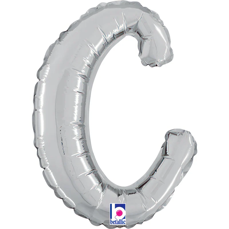 14"/Ø36cm Folienballon Buchstabe Skript Silber | C