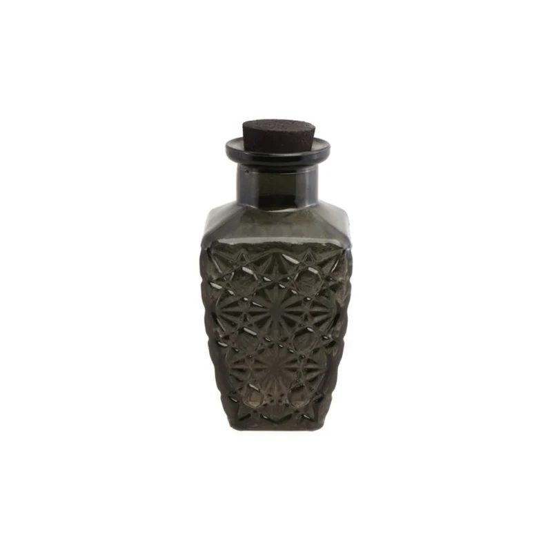 Strukturierte Glasflasche | Schwarz 6,5x6,5x13,5 cm