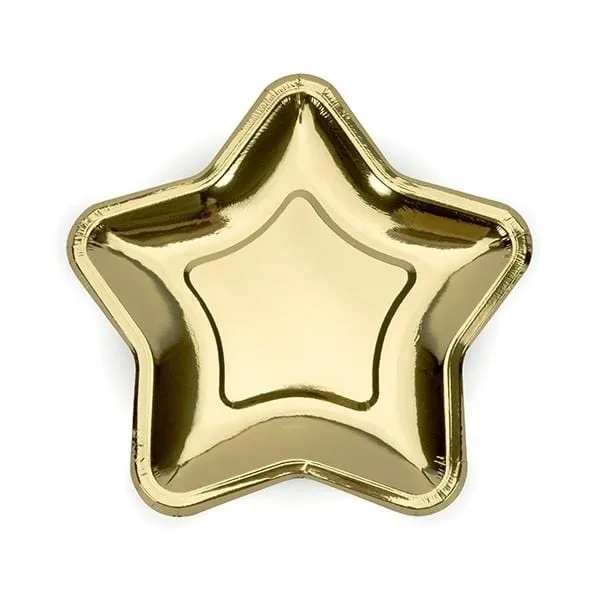 Pappteller Sterne gold (6 Stück)