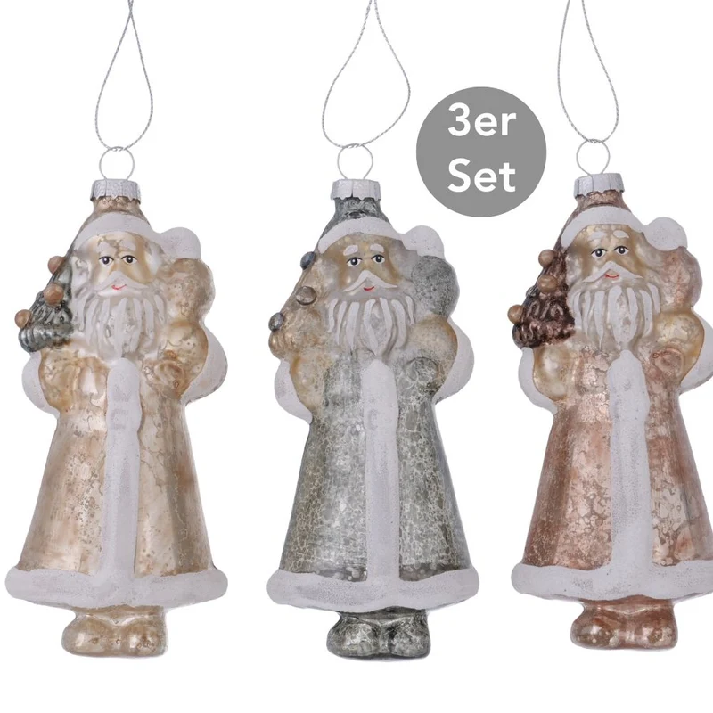 Dekohänger Weihnachtsmann 3er-Set pastellfarben