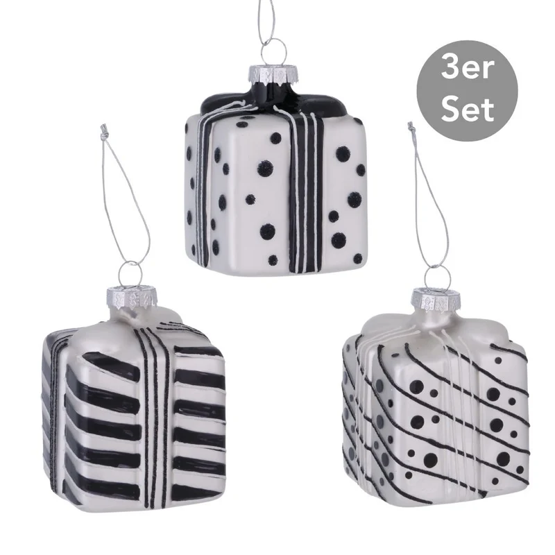 Dekohänger Geschenk 3er-Set schwarz-weiß