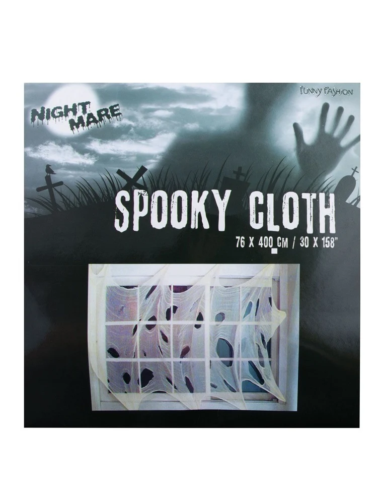 Dekostoff Lumpenstoff Spinnennetz 400 x 76 cm | Weiß Halloween Dekoration