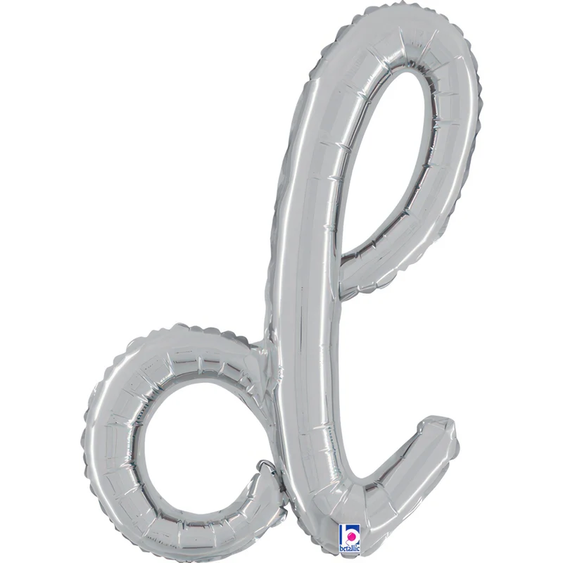 24"/Ø61cm Folienballon Buchstabe Skript Silber | D