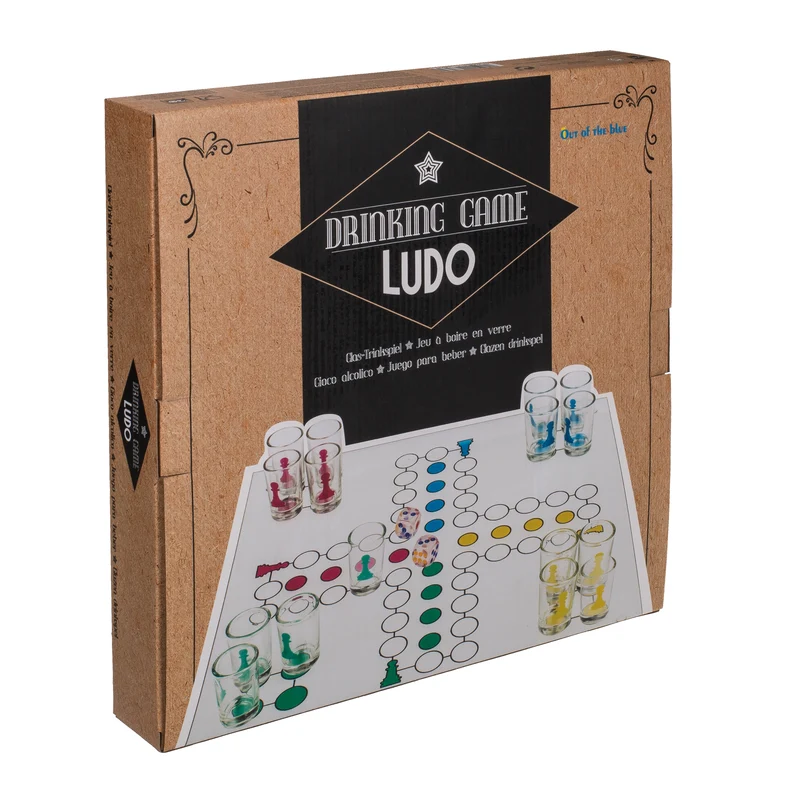 Glas-Trinkspiel "Ludo" | 16 Gläser & 2 Würfel