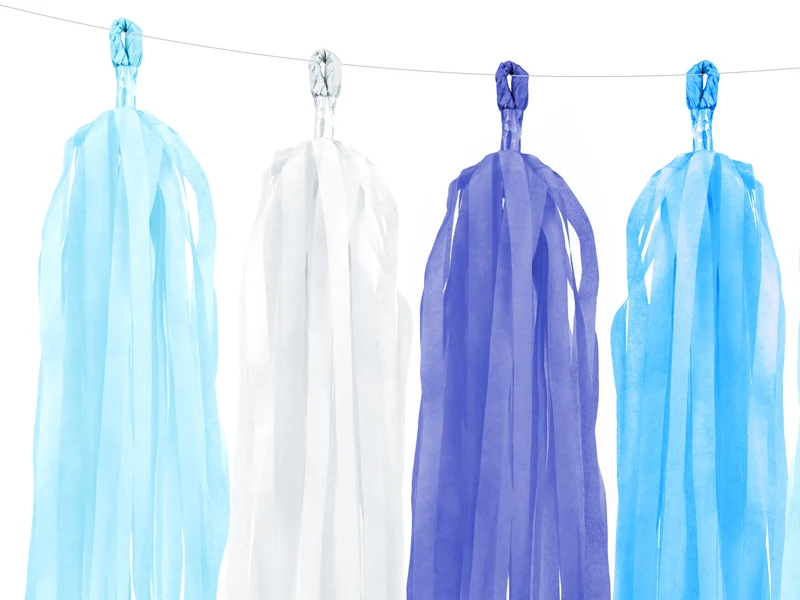 Girlande Quasten Weiß Blau | 12Stk./200cm