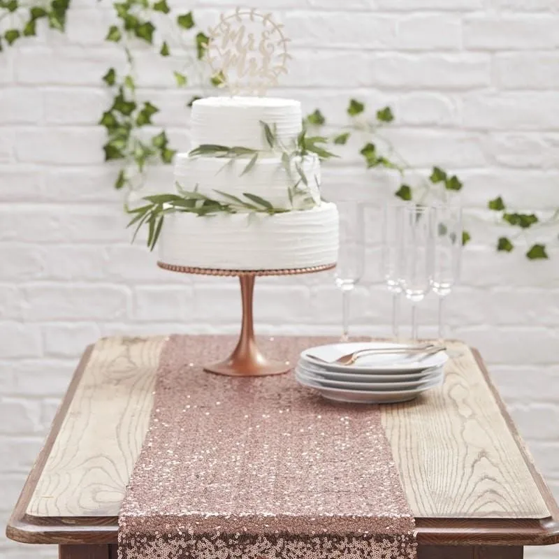 Pailletten Tischläufer rosegold (2,75m Länge)