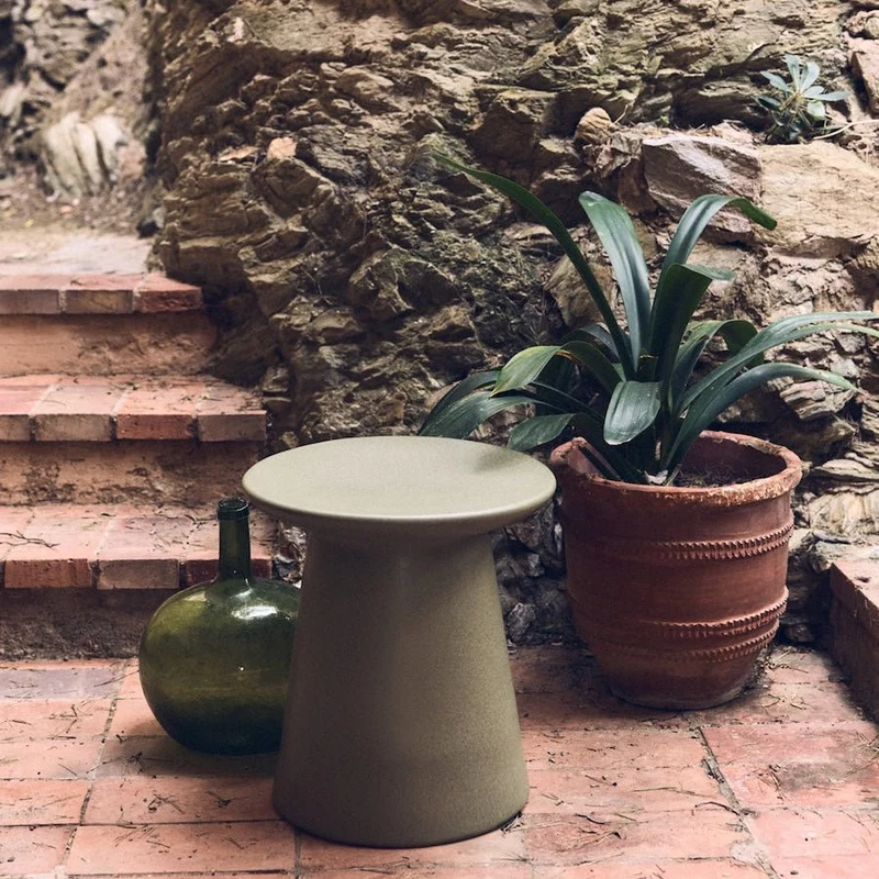 Beistelltisch Earthenware M Keramik Army (40x40x43 cm) - HKliving