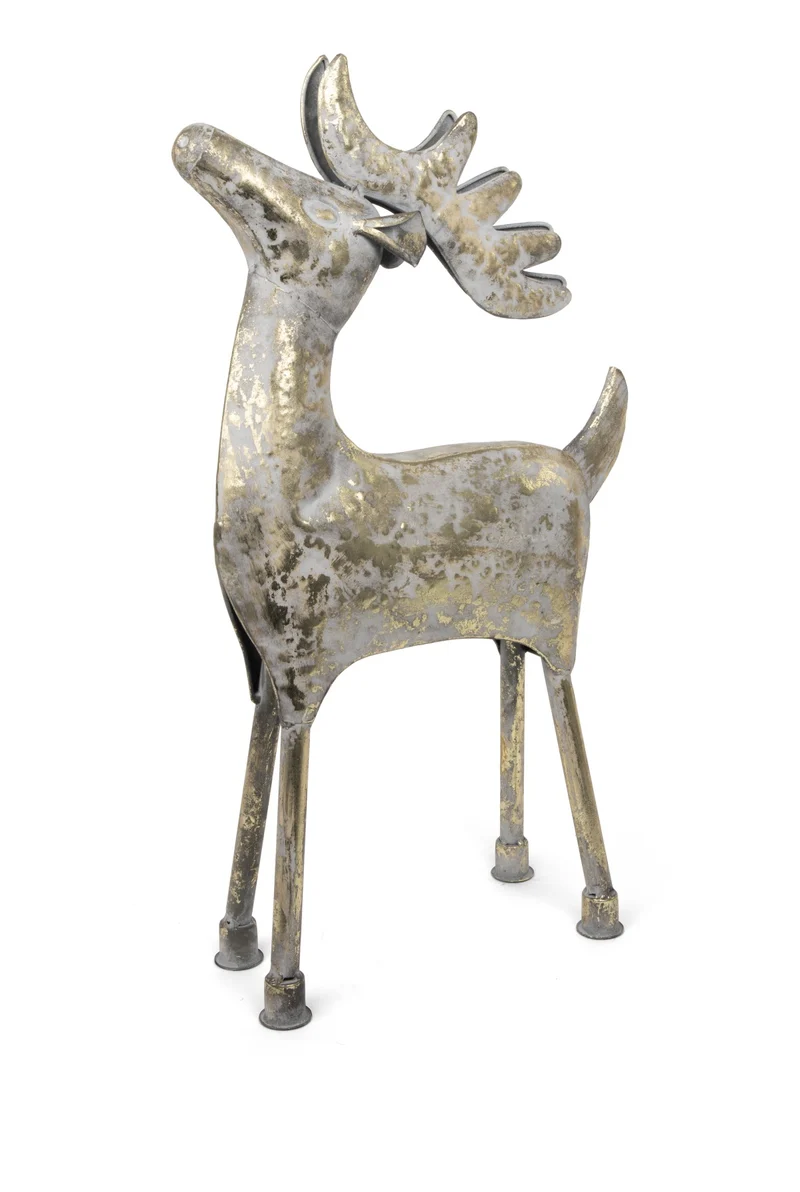 Dekofigur Hirsch stehend | Gold Antik matt | Metall 26,5×12×54 cm | 12587