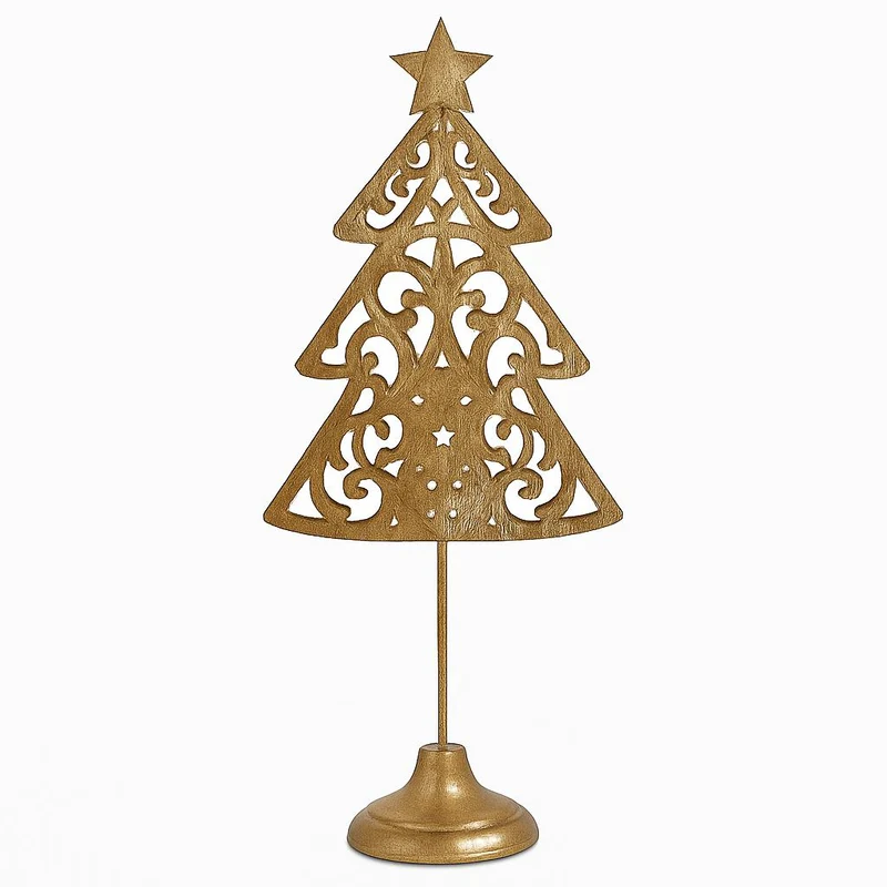Deko Weihnachtsbaum Metall gold | 41 cm hoch | Mit Stern | 15549
