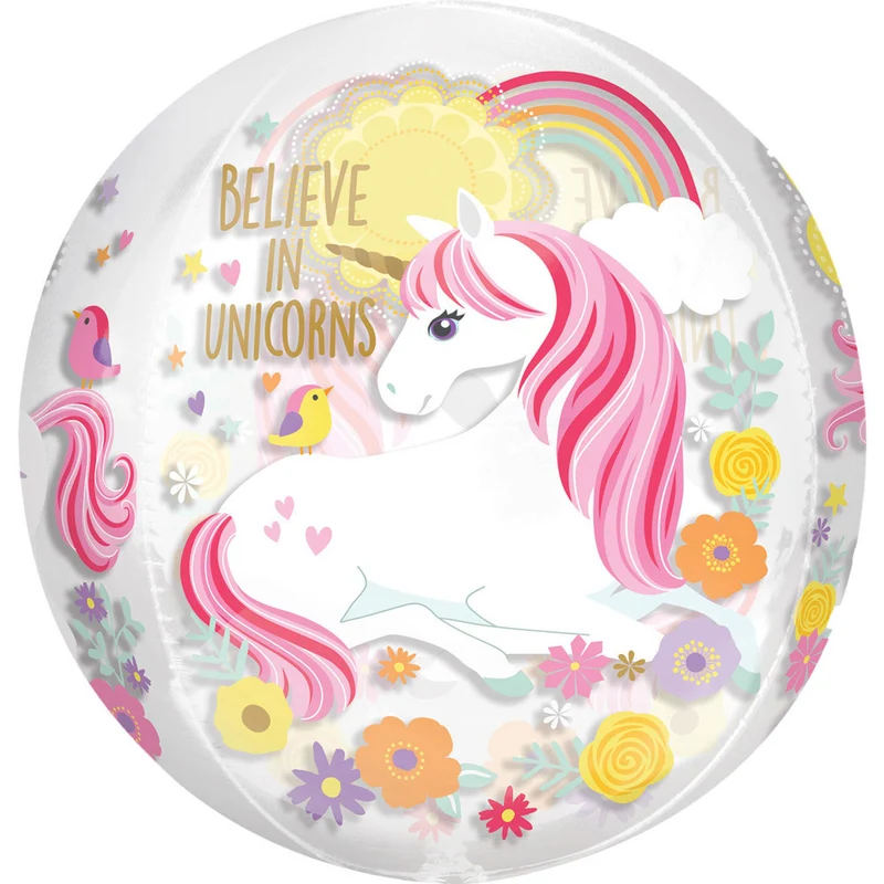 3D Orbz Folienballon "Einhorn" Pink | 38 x 40 cm