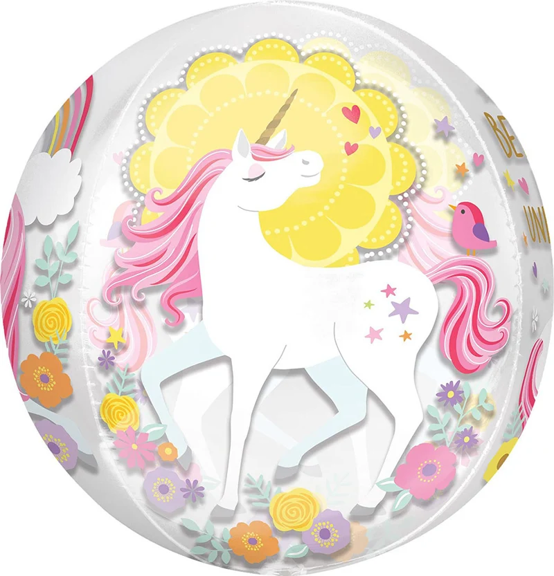 3D Orbz Folienballon "Einhorn" Pink | 38 x 40 cm