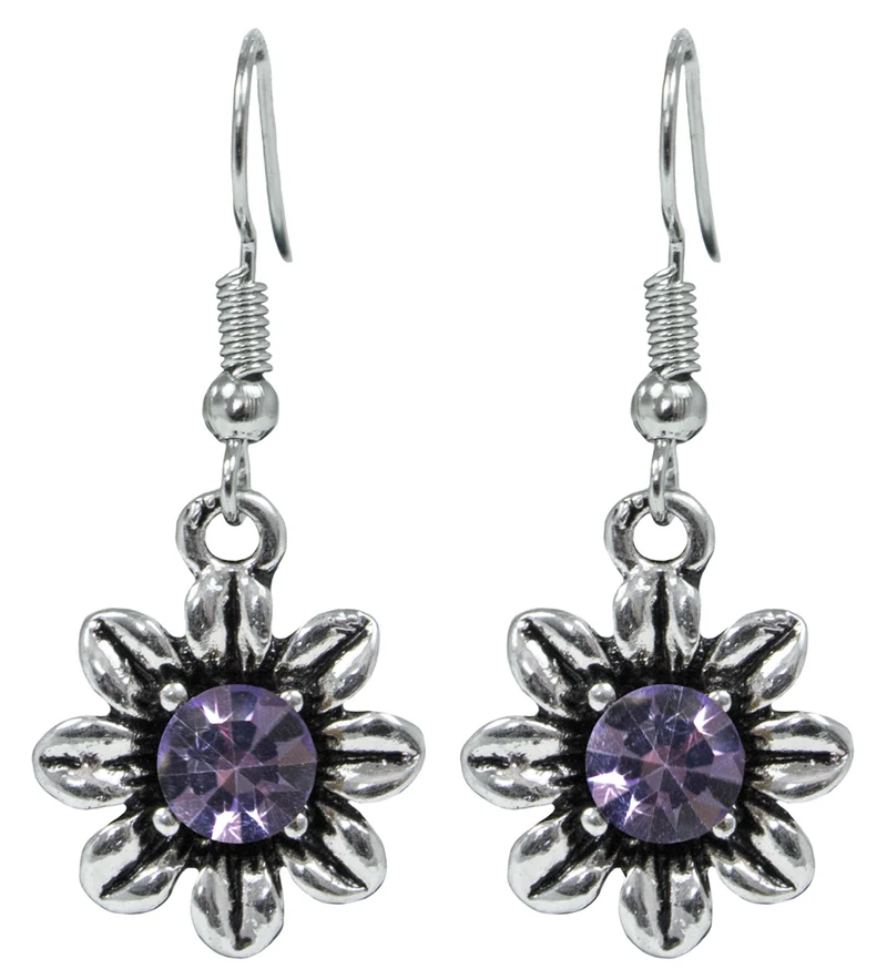 Blumen Collier mit Ohrhängern - Lila
