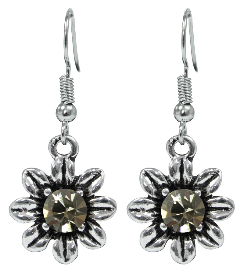 Blumen Collier mit Ohrhängern - Black Diamond