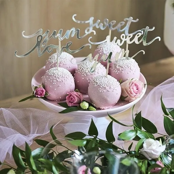 Cupcake Stecker Love, Yum, Sweet, silber