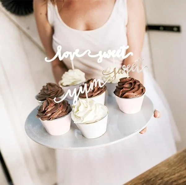 Cupcake Stecker Love, Yum, Sweet, silber