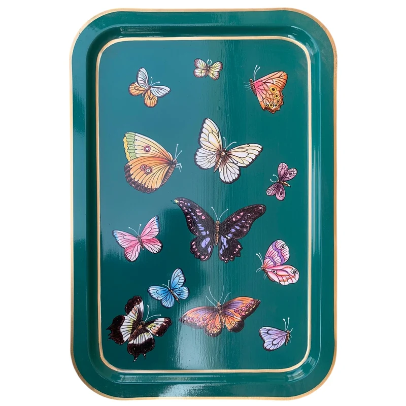 handbemaltes Tablett „Butterfly Garden“ 43 × 30 cm