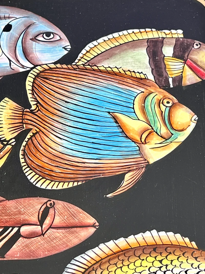 handbemaltes Tablett „Golden Fish“ 43 × 30 cm