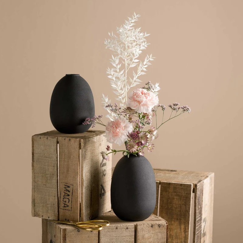 Vase CASOLARE 19 cm schwarz Metall