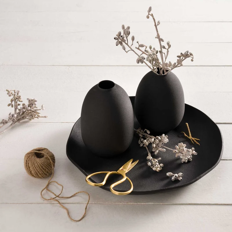 Vase CASOLARE 19 cm schwarz Metall