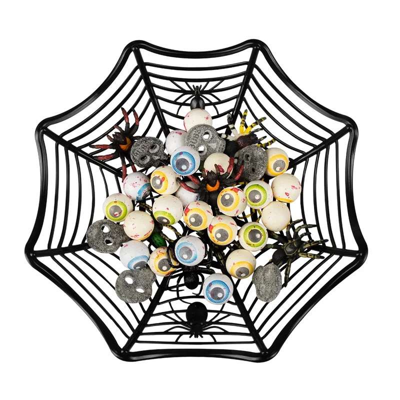 Spinnennetz Schale Halloween Dekoration | Schwarz 27cm