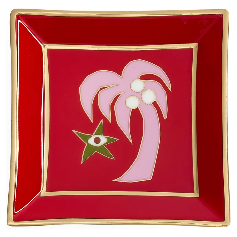 Ablageschale PLAYA quadratisch rot/pink/gold
