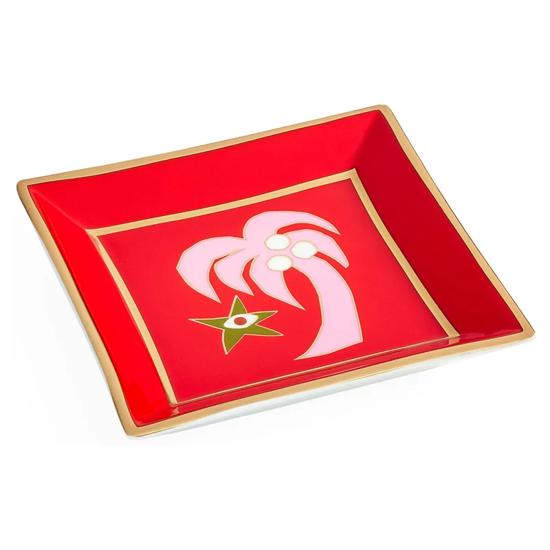 Ablageschale PLAYA quadratisch rot/pink/gold
