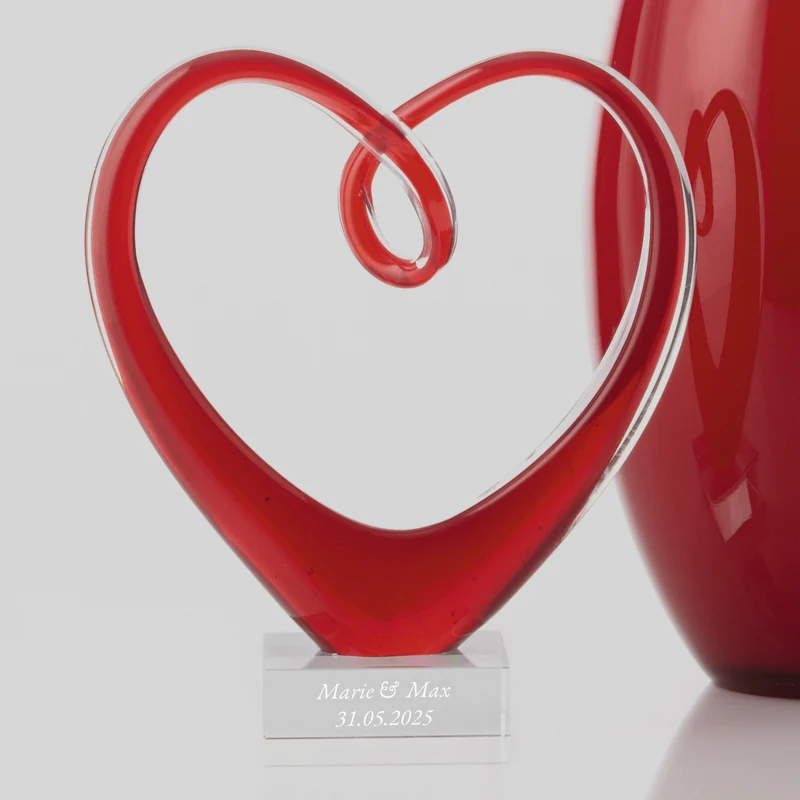 Herzskulptur HEART 24 cm rot mit persönlicher Gravur