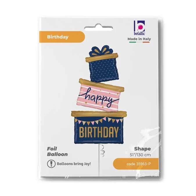 Shape Folienballon "Navy Birthday Gift Trio" | 130 cm