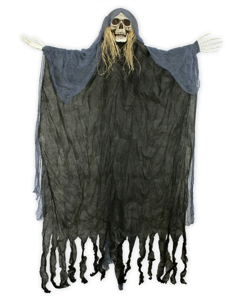Schwarze Todesfee mit Totenkopf Deko 150x90 cm