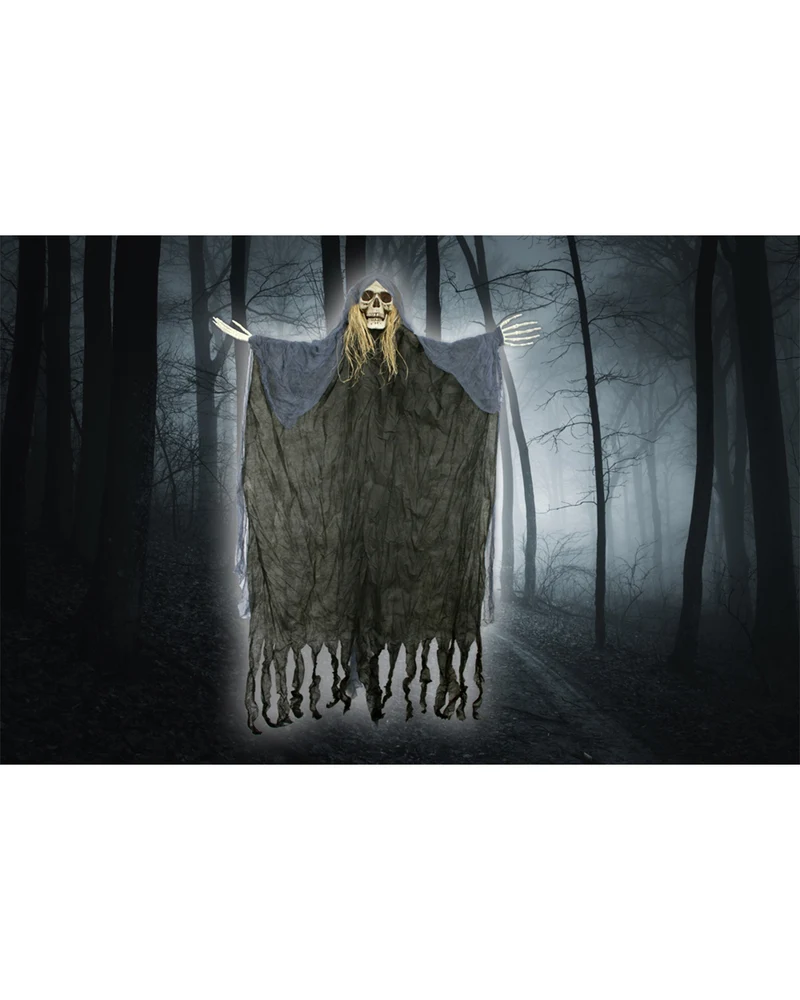 Schwarze Todesfee mit Totenkopf Deko 150x90 cm