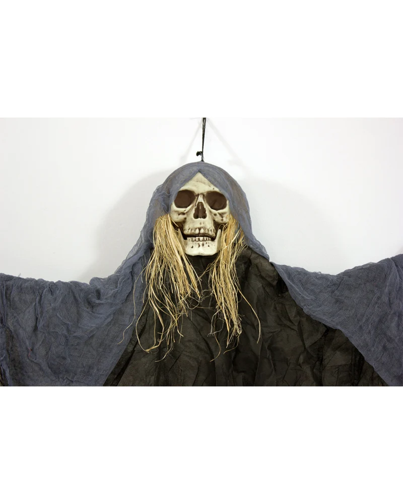 Schwarze Todesfee mit Totenkopf Deko 150x90 cm
