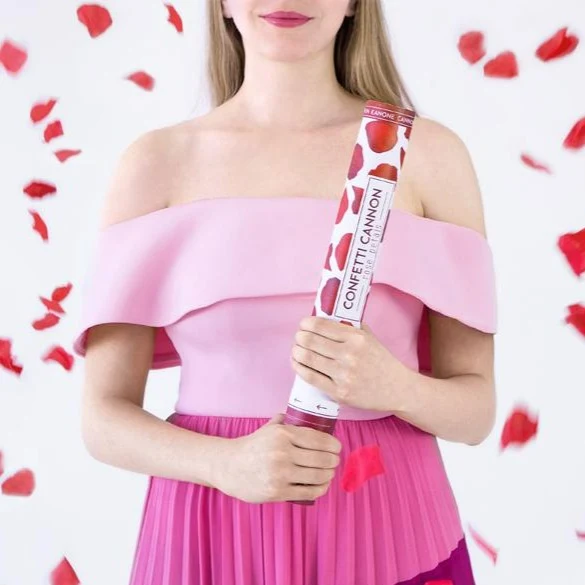 Konfetti Kanone Rosen rot