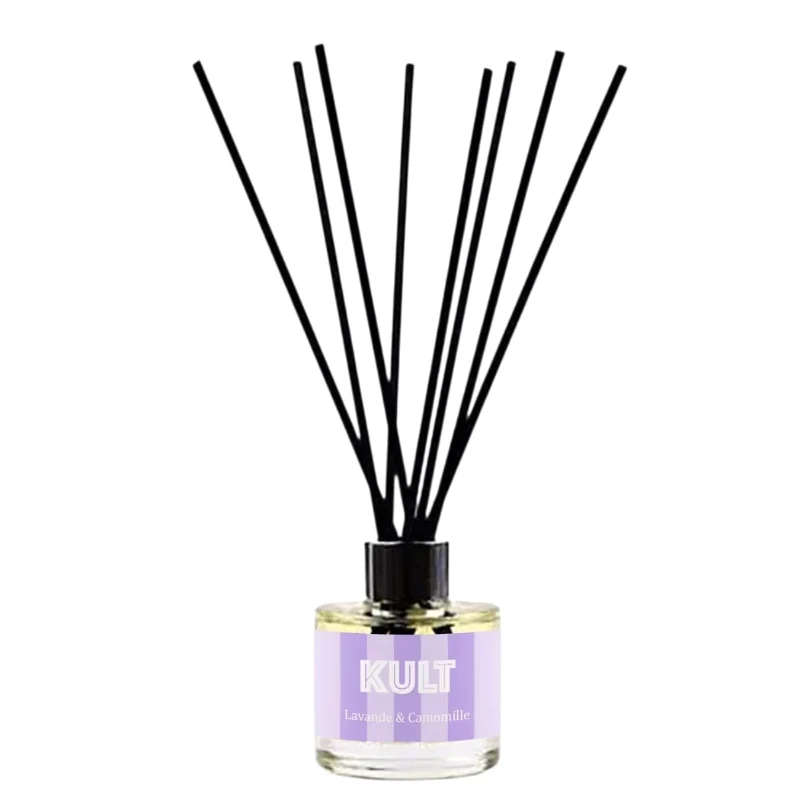 Raumduft LAVENDEL & KAMILLE Diffusor alkoholfreie Zusammensetzung 150 ml mit weißen Stäbchen