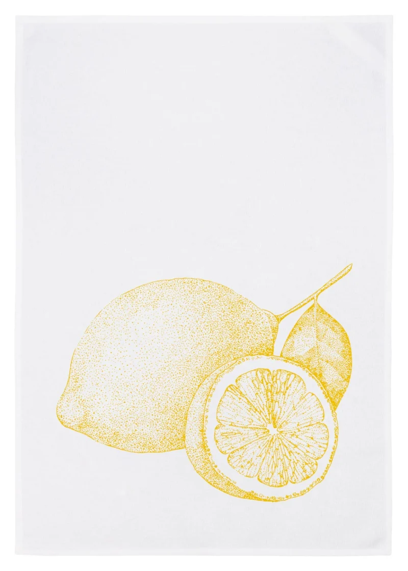 Geschirrtuch ZITRONE Siebdruck gelb ca. 50x70 cm 100% Baumwolle