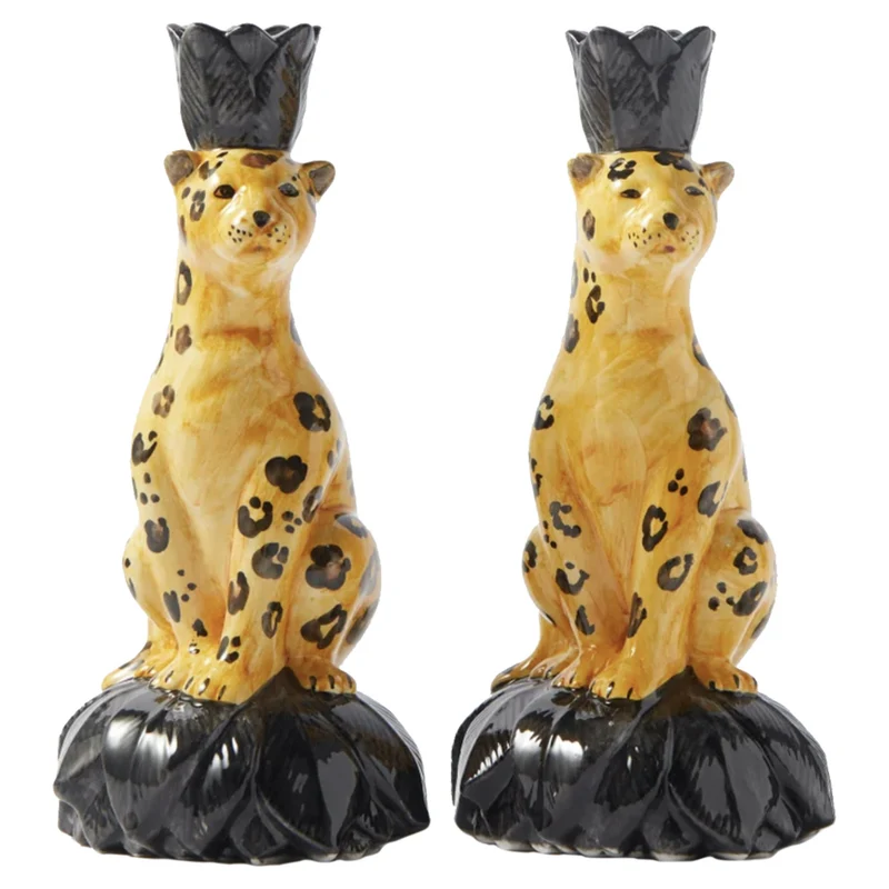 Keramik Kerzenleuchter 2er-Set „Gepard“