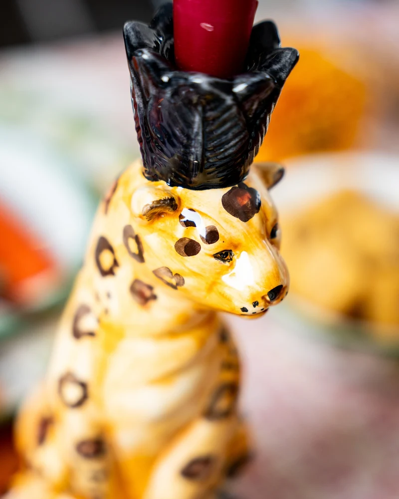 Keramik Kerzenleuchter 2er-Set „Gepard“