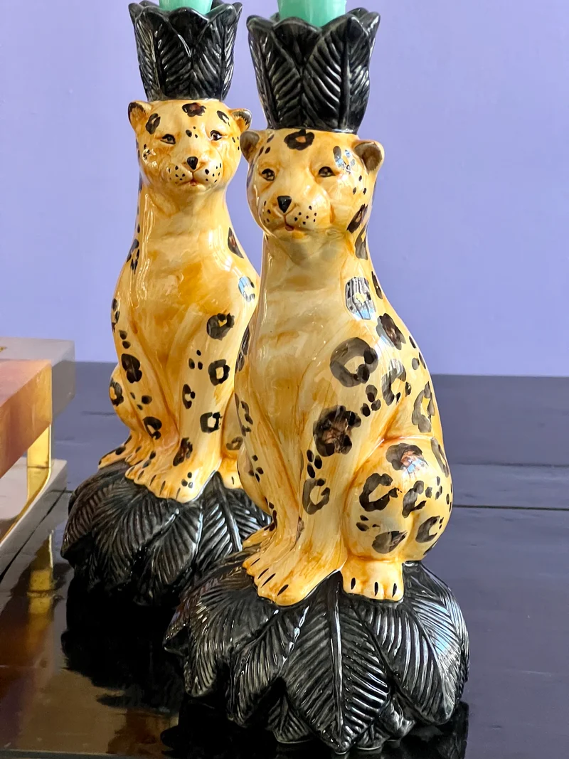 Keramik Kerzenleuchter 2er-Set „Gepard“