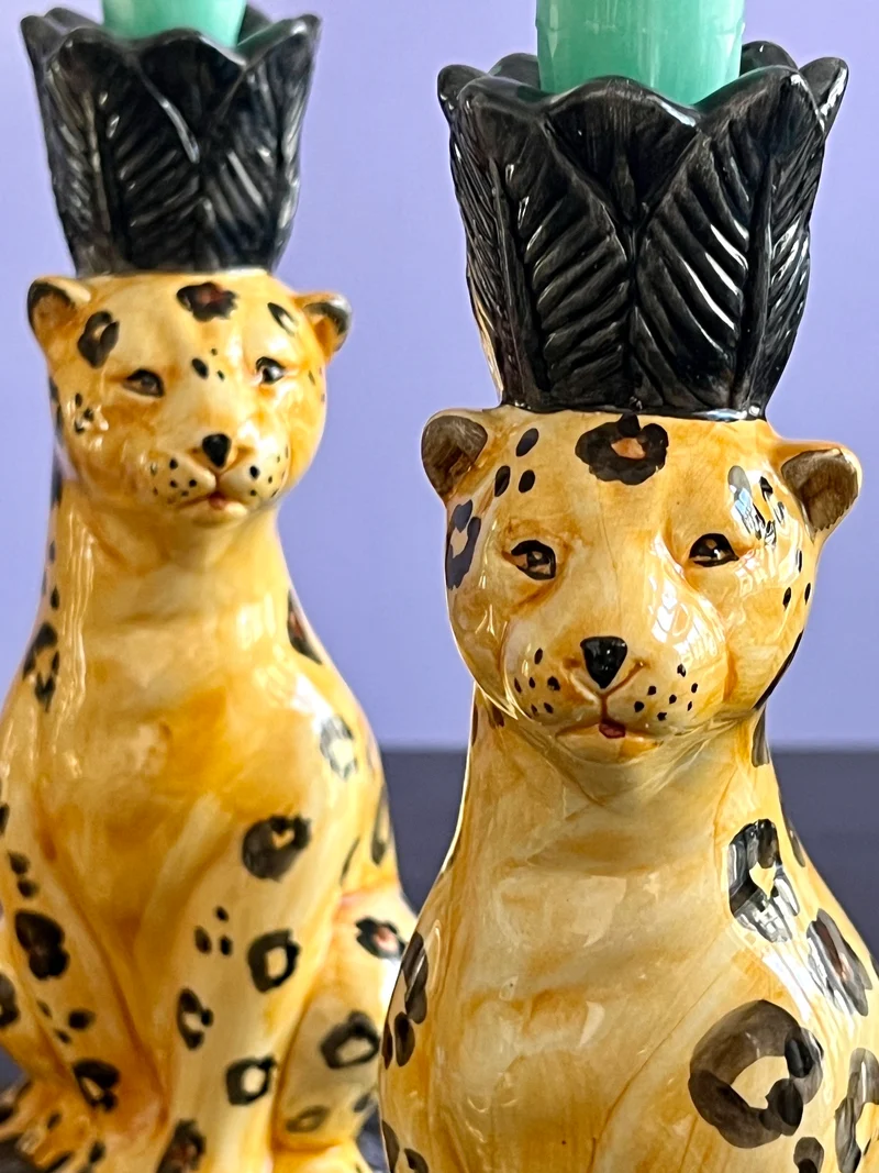 Keramik Kerzenleuchter 2er-Set „Gepard“