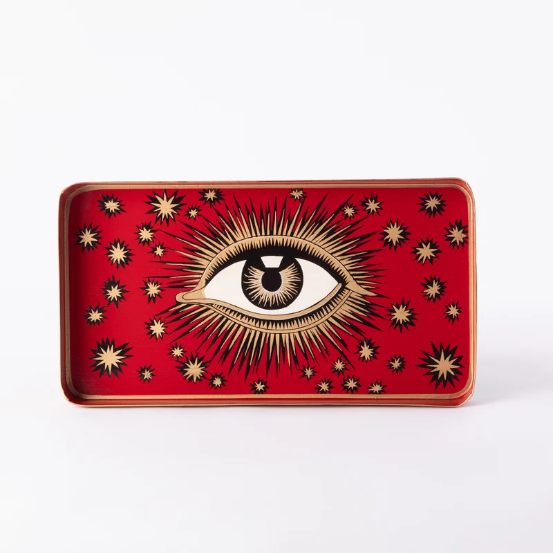 Tablett EYES rot handbemalt 32x17cm
