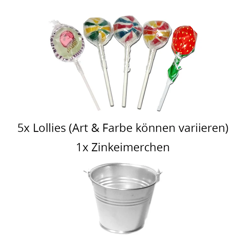 Lollypop Eimerchen (1 Zinkeimer + 5 Lollies)