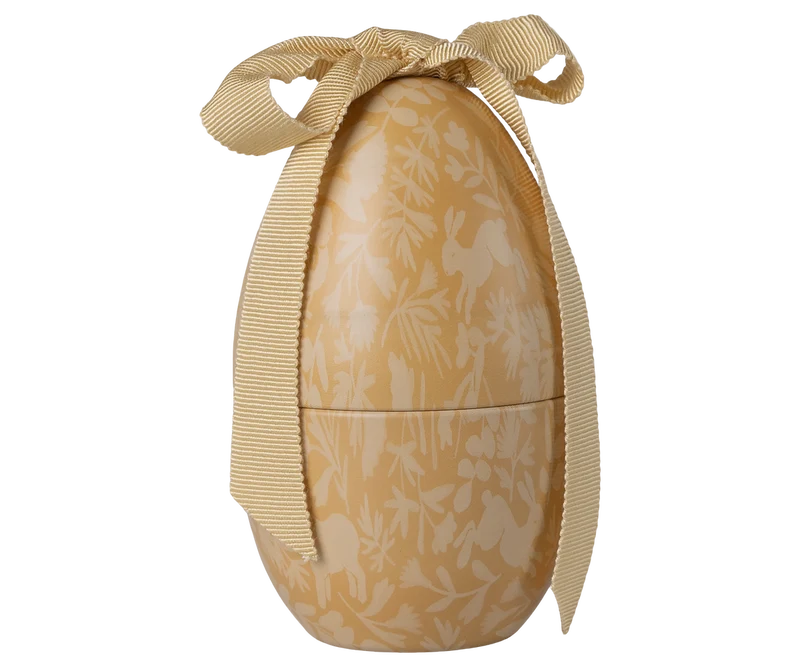 Maileg Osterei creme-gelb mit Schleife Füllei aus Metall ca. 11x7 cm | Geschenkverpackung Ostern
