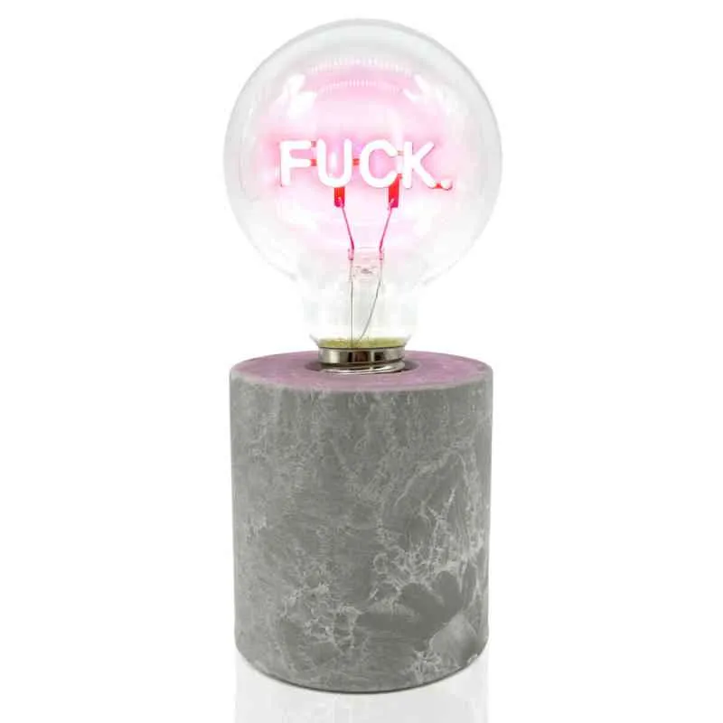 Tischleuchte FUCK pink ca. 18x8x8 cm Statement-LED-Licht mit Betonoptik-Sockel