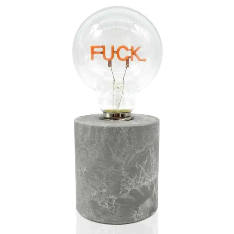 Tischleuchte FUCK pink ca. 18x8x8 cm Statement-LED-Licht mit Betonoptik-Sockel