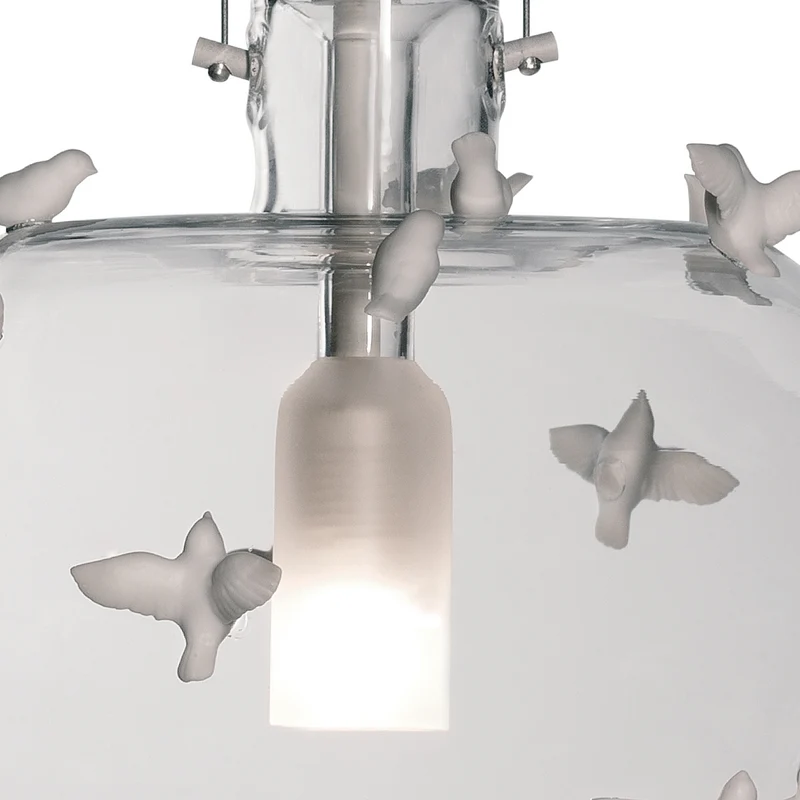 Hängeleuchte FREEZE FRAME BIRDS aus Glas/Porzellan