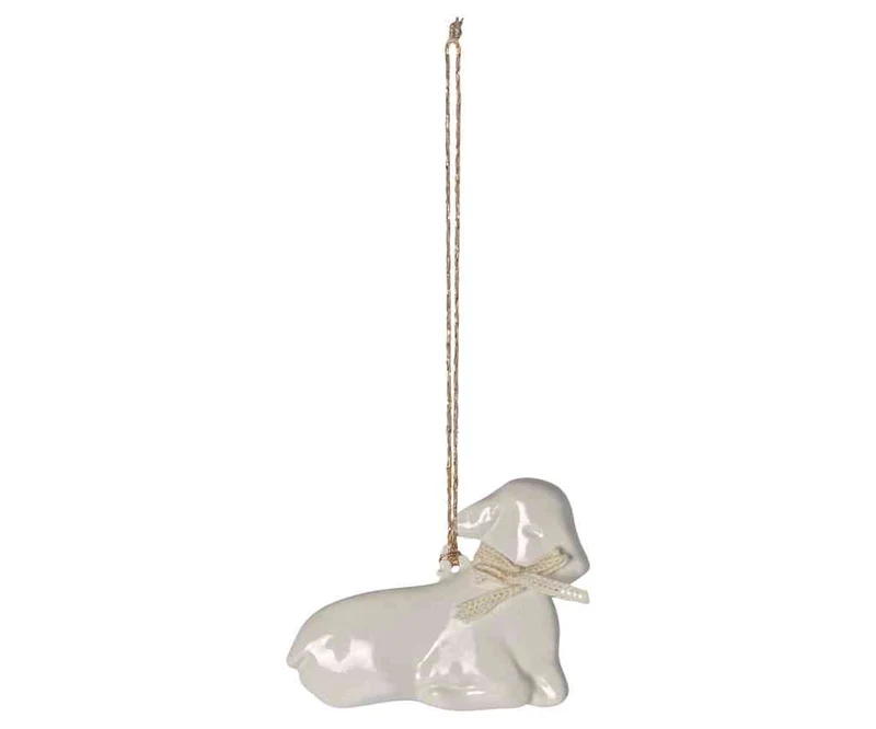 Maileg LAMM liegend Anhänger mit cremefarbener Schleife OSTERN Ornament 6,5 cm Osterschmuck