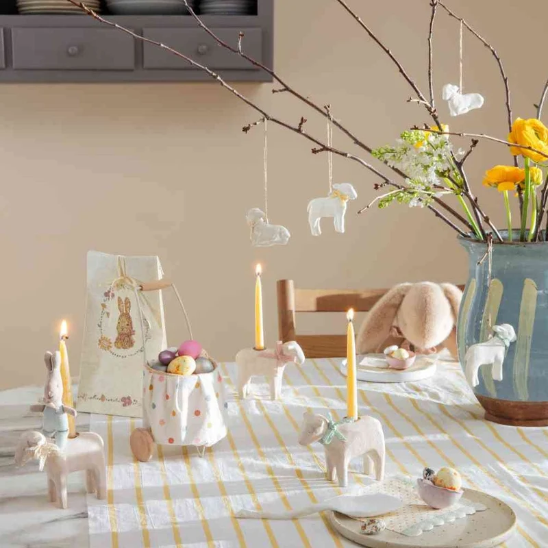 Maileg LAMM liegend Anhänger mit cremefarbener Schleife OSTERN Ornament 6,5 cm Osterschmuck