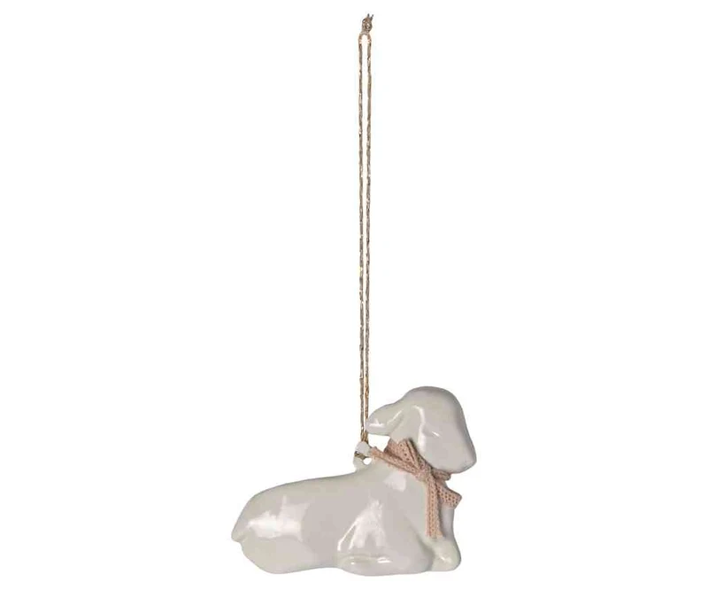 Maileg LAMM liegend Anhänger rosa Schleife OSTERN Ornament-Dekoanhänger 6,5 cm Osterschmuck
