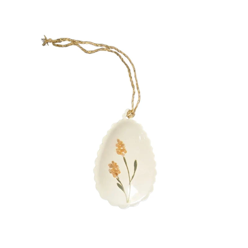 Maileg Osterei gelb mit gewelltem Rand OSTERN Dekoanhänger ca. 6x4x1 cm Osterschmuck