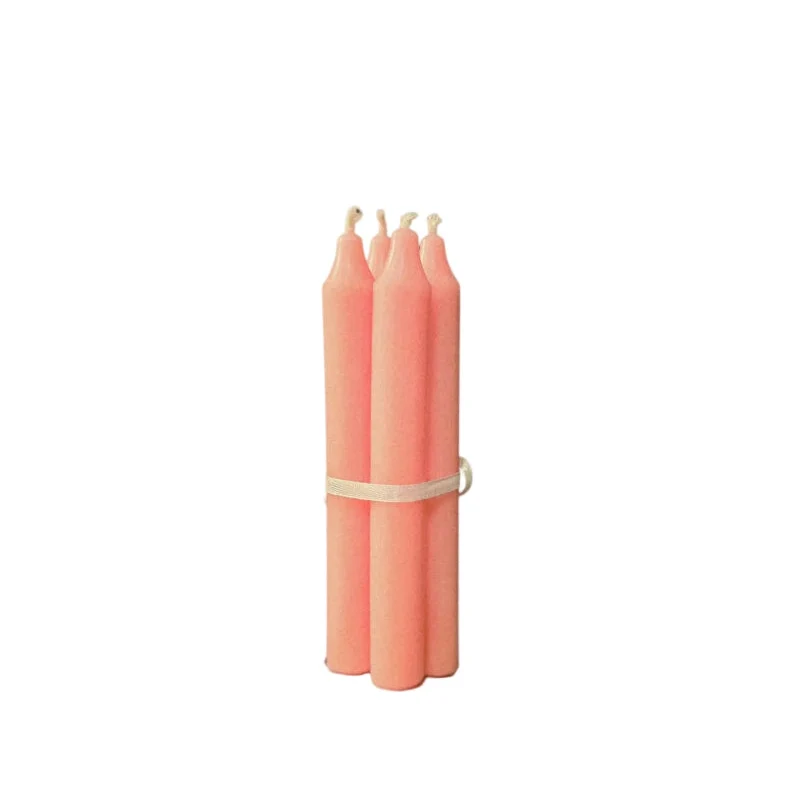 Kerzen CORAL ROSA rustikal 4 Stück Standard-Stabkerzen ca. 18x2,2 cm